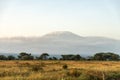 beautiful view of the African savanna and Kilimanjaro volcano. Snow on top of Mount Kilimanjaro in Amboseli Royalty Free Stock Photo