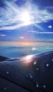 A beautiful view from the airplane window at sunset Royalty Free Stock Photo