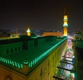 The bright illuminated Al-Hussein Mosque, Cairo, Egypt Royalty Free Stock Photo