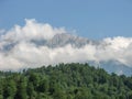 Beautiful view of Alborz mountain in the clouds in iran.