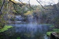 Beautiful view of the Alley Spring surrounded by rocky mountains and trees in Eminence, Missouri Royalty Free Stock Photo