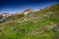 Beautiful view of alpine meadows in the Caucasus mountains Royalty Free Stock Photo