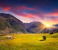 Beautiful view of alpine meadows Royalty Free Stock Photo