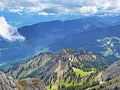 Beautiful view from the alpine peak of Tomlishorn in the Swiss mountain range of Pilatus and in the Emmental Alps, Alpnach