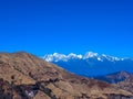 Beautiful view of the amazing maountain and hills around the Kuri Village, Kalinchowk, Nepal with the amazing valleys at 11,000 Royalty Free Stock Photo