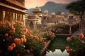 Beautiful view of the Amber Fort in Jaipur, Rajasthan, India, Garden on Maota Lake, Amber Fort, Jaipur, India, AI Generated Royalty Free Stock Photo