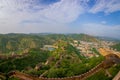 Beautiful view of the Amber fort in Rajasthan in Jaipur India with a stoned walls protecting the ancient indian palace Royalty Free Stock Photo