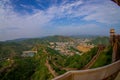 Beautiful view of the Amber fort in Rajasthan in Jaipur India with a stoned walls protecting the ancient indian palace Royalty Free Stock Photo