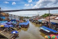 Beautiful view from Amphawa Floating market in holiday time Royalty Free Stock Photo