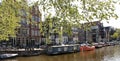 Beautiful view of Amsterdam canals in spring Royalty Free Stock Photo