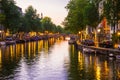 Beautiful view of Amsterdam seen at sunset Royalty Free Stock Photo