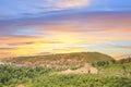 Beautiful view of the ancient fortress Tsarevets in the mountains, in Veliko Tirnovo, Bulgaria