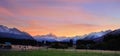 Beautiful view with Aoraki Mount Cook and the road leading to Mount Cook Village. Taken during winter in New Zealand Royalty Free Stock Photo