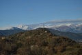 Beautiful View Of The Aragonese Pyrenees From The Rooftops Of Ainsa. Travel, Landscapes, Nature. December 26, 2014. Ainsa, Huesca Royalty Free Stock Photo