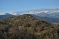 Beautiful View Of The Aragonese Pyrenees From The Rooftops Of Ainsa. Travel, Landscapes, Nature. December 26, 2014. Ainsa, Huesca Royalty Free Stock Photo