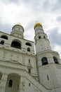 Archangel Cathedral and Ivan the Great Bell in the Moscow Kremlin. Moscow. RUSSIA. Royalty Free Stock Photo