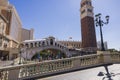 Beautiful view of area and exterior of Venetian casino hotel. Las Vegas. Royalty Free Stock Photo