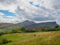 Beautiful view of Arthur`s Seat in Edinburgh, Scotland, UK from Calton Hill. Royalty Free Stock Photo