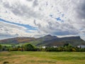 Beautiful view of Arthur`s Seat in Edinburgh, Scotland, UK from Calton Hill. Royalty Free Stock Photo