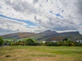 Beautiful view of Arthur`s Seat in Edinburgh, Scotland, UK from Calton Hill. Royalty Free Stock Photo