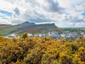 Beautiful view of Arthur`s Seat in Edinburgh, Scotland, UK from Calton Hill. Royalty Free Stock Photo