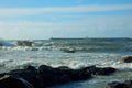 Porto, Portugal - sunny view of the Atlantic Ocean next to the Fort of Sao Francisco do Queijo