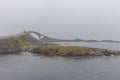 Beautiful view at Atlantic road bridge in foggy weather, Norway Royalty Free Stock Photo