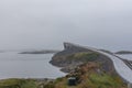 Beautiful view at Atlantic road bridge in foggy weather, Norway Royalty Free Stock Photo