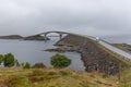 Beautiful view at Atlantic road bridge in foggy weather, Norway Royalty Free Stock Photo