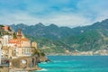 Beautiful view on Atrani town on famous Amalfi coast, Campania, Italy