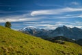 Beautiful view on autumn nature in Swiss Alps as seen from top of Chli Aubrig Royalty Free Stock Photo