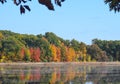 Beautiful view of autumn trees by the lake in Waterloo Park, Royalty Free Stock Photo