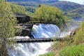 Beautiful view on the Baggfossen waterfall in Kobbelv, Nordland, Norway