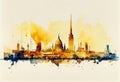 Beautiful view of Baghdad, watercolor sketches. generative AI.