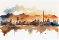 Beautiful view of Baghdad, watercolor sketches. generative AI.