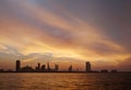 Bahrain skyline with beautiful dense golden sky at sunset, HDR Royalty Free Stock Photo