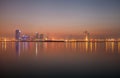 A beautiful view of Bahrain skyline during evening hours at sunset