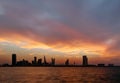 Bahrain Skyline and dense clouds during dusk Royalty Free Stock Photo