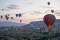 Beautiful view of ballons flying in the sky in Cappadocia