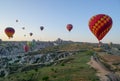 Beautiful view of ballons flying in the sky in Cappadocia