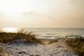 Beautiful view of the Baltic Sea shore line near Klaipeda city, Lithuania. Scenic sea coast on chilly autumn day Royalty Free Stock Photo