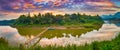 Beautiful view of a bamboo bridge. Laos landscape. Panorama Royalty Free Stock Photo