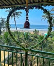 Beautiful view of the beach and sea from a resort in arambol in goa Royalty Free Stock Photo