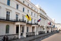 Beautiful view of Belgrave Square Garden in Belgravia, UK