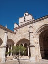 beautiful view of the bell tower of the Santander cathedral from the arcades on a spring day Royalty Free Stock Photo
