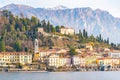 Beautiful view of the Bellagio resort town seen from Lake Como on sunset, Lombardy, Italy Royalty Free Stock Photo