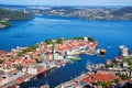 Beautiful view of Bergen from Floyen in Norway Royalty Free Stock Photo