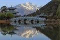 Beautiful view of the Black Dragon Pool and Jade Dragon Snow Mountain in Lijiang, Yunnan - China Royalty Free Stock Photo