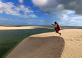 Beautiful view of the blue lagoons in Lencois Maranhenses national park, Brazil