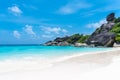 Beautiful view with blue sky and clouds, blue sea and white sand beach on Similan island, No.8 at Similan national park, Phuket Royalty Free Stock Photo